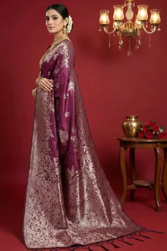 wine soft silk blend saree     elegant & comfortable