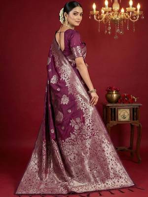 wine soft silk blend saree  elegant & comfortable 2