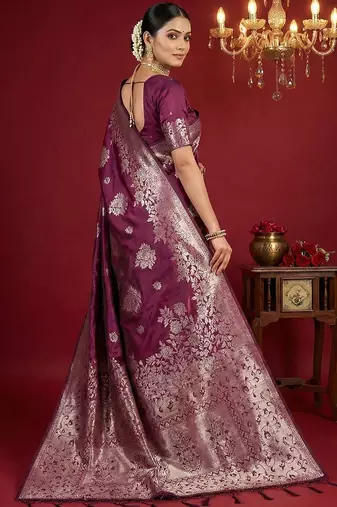 wine soft silk blend saree  elegant & comfortable