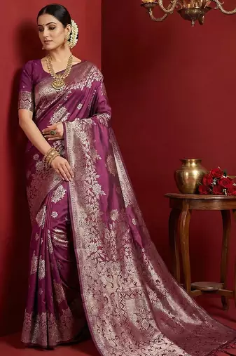 wine soft silk blend saree  elegant & comfortable