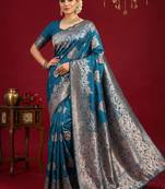 teal blue soft silk blend saree – elegant & comfortable