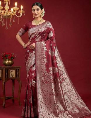 red soft silk blend saree  elegant & comfortable 1