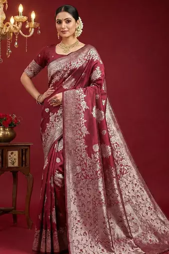 red soft silk blend saree – elegant & comfortable