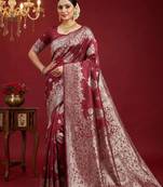 red soft silk blend saree – elegant & comfortable