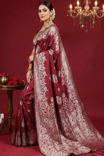 red soft silk blend saree  elegant & comfortable