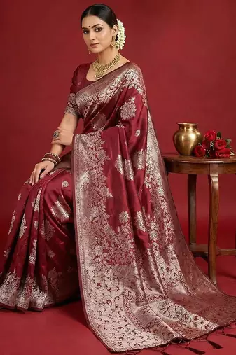 red soft silk blend saree  elegant & comfortable