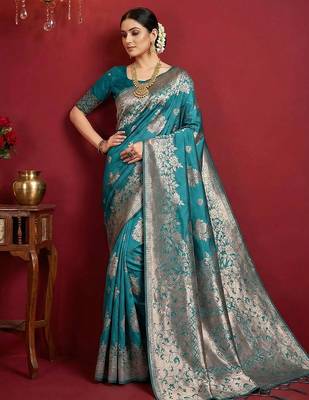 sky blue soft silk blend saree  elegant & comfortable 1