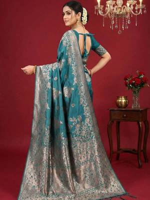 sky blue soft silk blend saree  elegant & comfortable 2