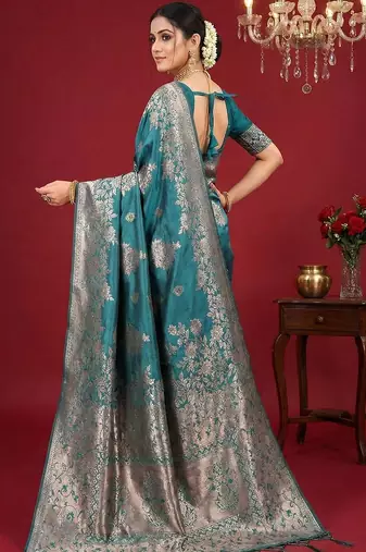 sky blue soft silk blend saree  elegant & comfortable