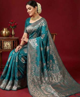 sky blue soft silk blend saree  elegant & comfortable 3