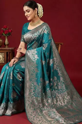 sky blue soft silk blend saree  elegant & comfortable