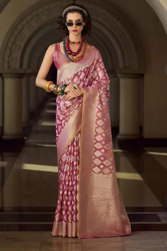 pink elegant tissue silk saree     lightweight & luxurious fabric