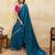 teal designer metallic velvet satin saree with cutdana & sequin zari work