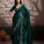 emerald  ultra-luxurious velvet satin saree with handcrafted cutdana & zarkan work