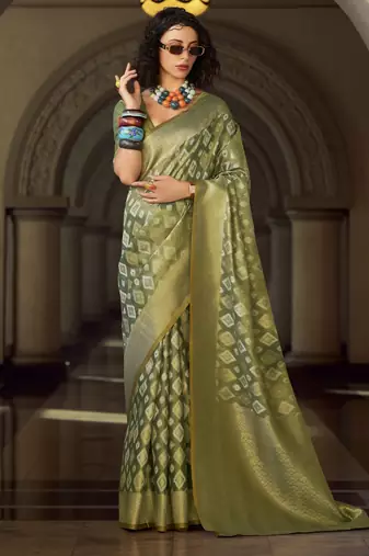 green elegant tissue silk blend saree  lightweight & luxurious fabric