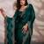 emerald  ultra-luxurious velvet satin saree with handcrafted cutdana & zarkan work