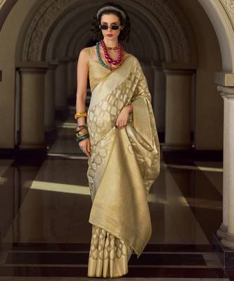 chiku elegant tissue silk blend saree  lightweight & luxurious fabric 1