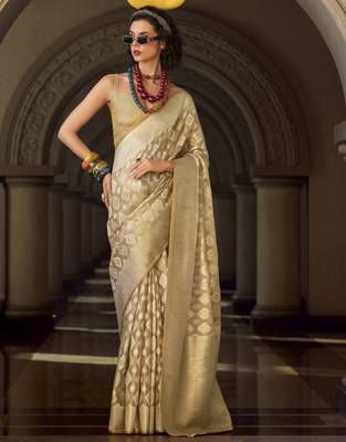 chiku elegant tissue silk blend saree  lightweight & luxurious fabric 2