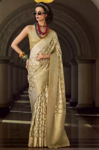 chiku elegant tissue silk blend saree  lightweight & luxurious fabric
