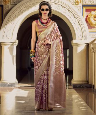mauve elegant tissue silk blend saree  lightweight & luxurious fabric 1