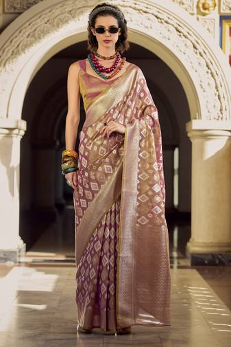 mauve elegant tissue silk saree     lightweight & luxurious fabric