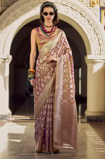 mauve elegant tissue silk saree     lightweight & luxurious fabric