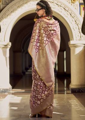 mauve elegant tissue silk blend saree  lightweight & luxurious fabric 2