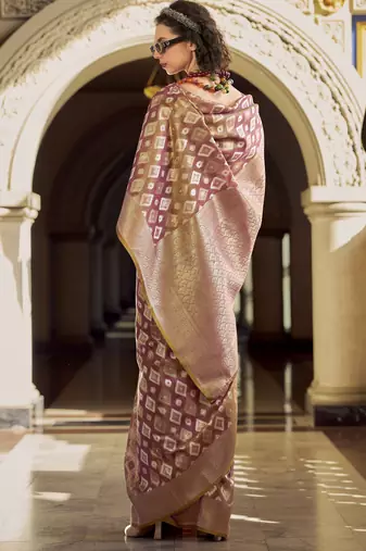 mauve elegant tissue silk blend saree  lightweight & luxurious fabric