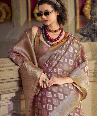 mauve elegant tissue silk blend saree  lightweight & luxurious fabric 3