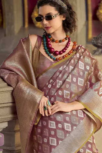 mauve elegant tissue silk blend saree  lightweight & luxurious fabric