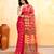 Women's red embellished cotton blend jamdani saree