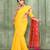 Women's yellow embellished cotton blend jamdani saree