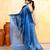 blue dual tone organic tissue saree with blouse piece
