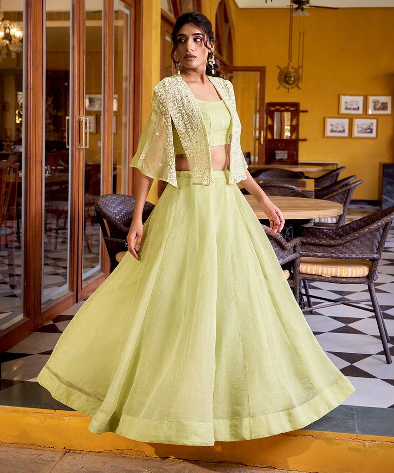 Festive Special Allnen Crush Sequins & Thread Work Lehenga Choli Set