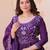 Purple gold crush beads embroidered work flared gown with heavy dupatta