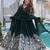 Green rangoli crush sequins multi embroidered flared gown with heavy dupatta