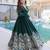 Green rangoli crush sequins multi embroidered flared gown with heavy dupatta