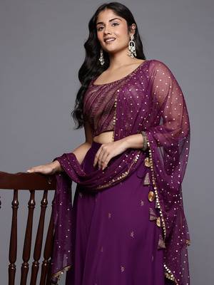 Wine Printed Poly Crepe lehenga choli 2