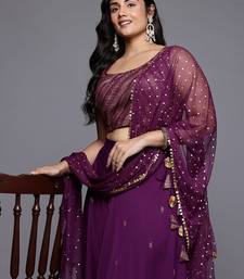 Wine Printed Poly Crepe lehenga choli