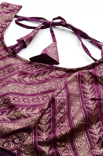 Wine Printed Poly Crepe lehenga choli