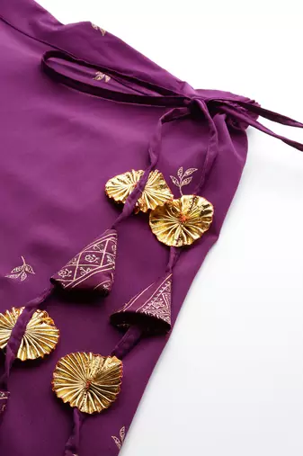 Wine Printed Poly Crepe lehenga choli