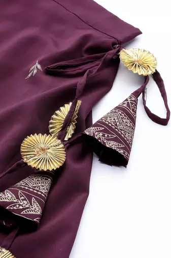 Wine Printed Poly Crepe lehenga choli