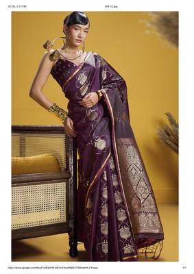 wine elegant pure satin weaving saree with matching satin blouse  soft shiny 1