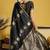 Black elegant pure satin handloom weaving saree with matching satin handloom blouse – soft, shiny