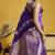 Purple elegant pure satin handloom weaving saree with matching satin handloom blouse – soft, shiny