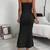 black polyester maxi dress with bodycon tube style