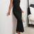 black polyester maxi dress with bodycon tube style