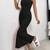 black polyester maxi dress with bodycon tube style