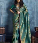 sky blue elegant handloom weaving art silk saree with matching art silk blouse – traditional festival