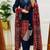 Floral embroidered v neck pure cotton kurta trouser & dupatta set